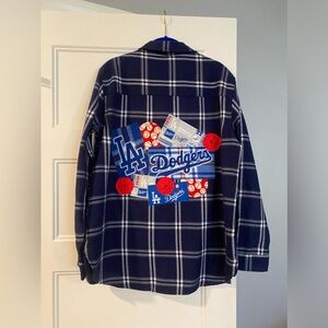 LA Dodgers, hand appliqué flannel shirt